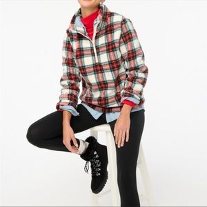 NWT J. Crew tartan plaid fleece half-zip pullover